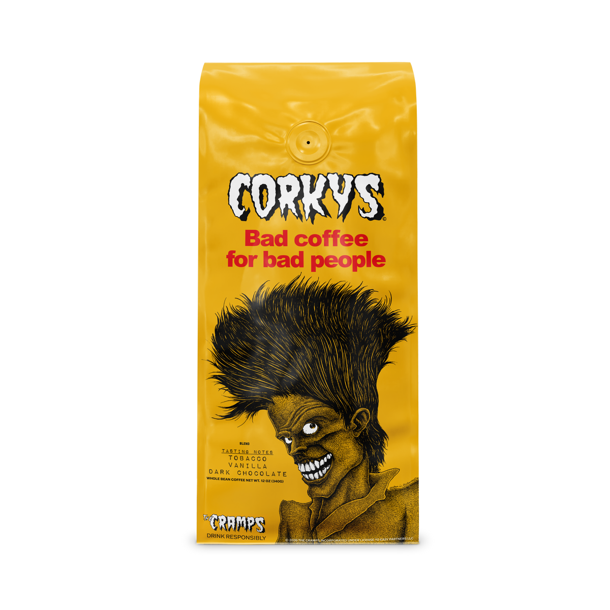 Corky's Coffee- “Bad Coffee For Bad People” The Cramps 12 oz. Whole Bean Coffee