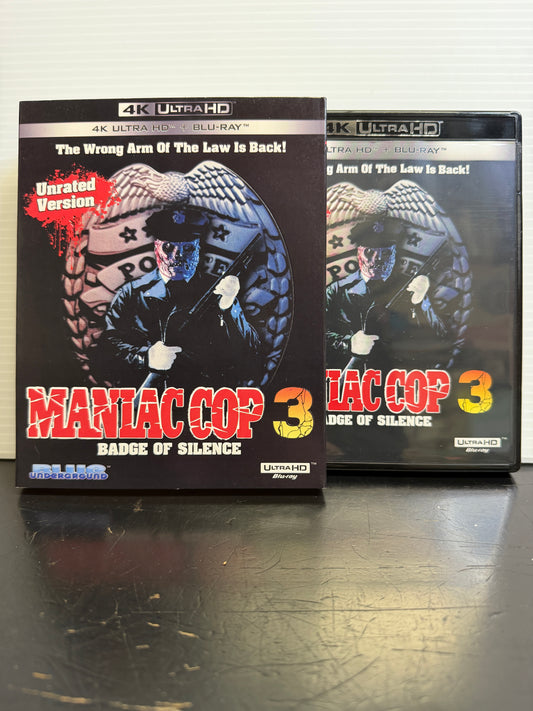 Motion Picture-  Maniac Cop 3: Badge of Silence (unrated version) (4k uhd) [USED Blu-Ray]