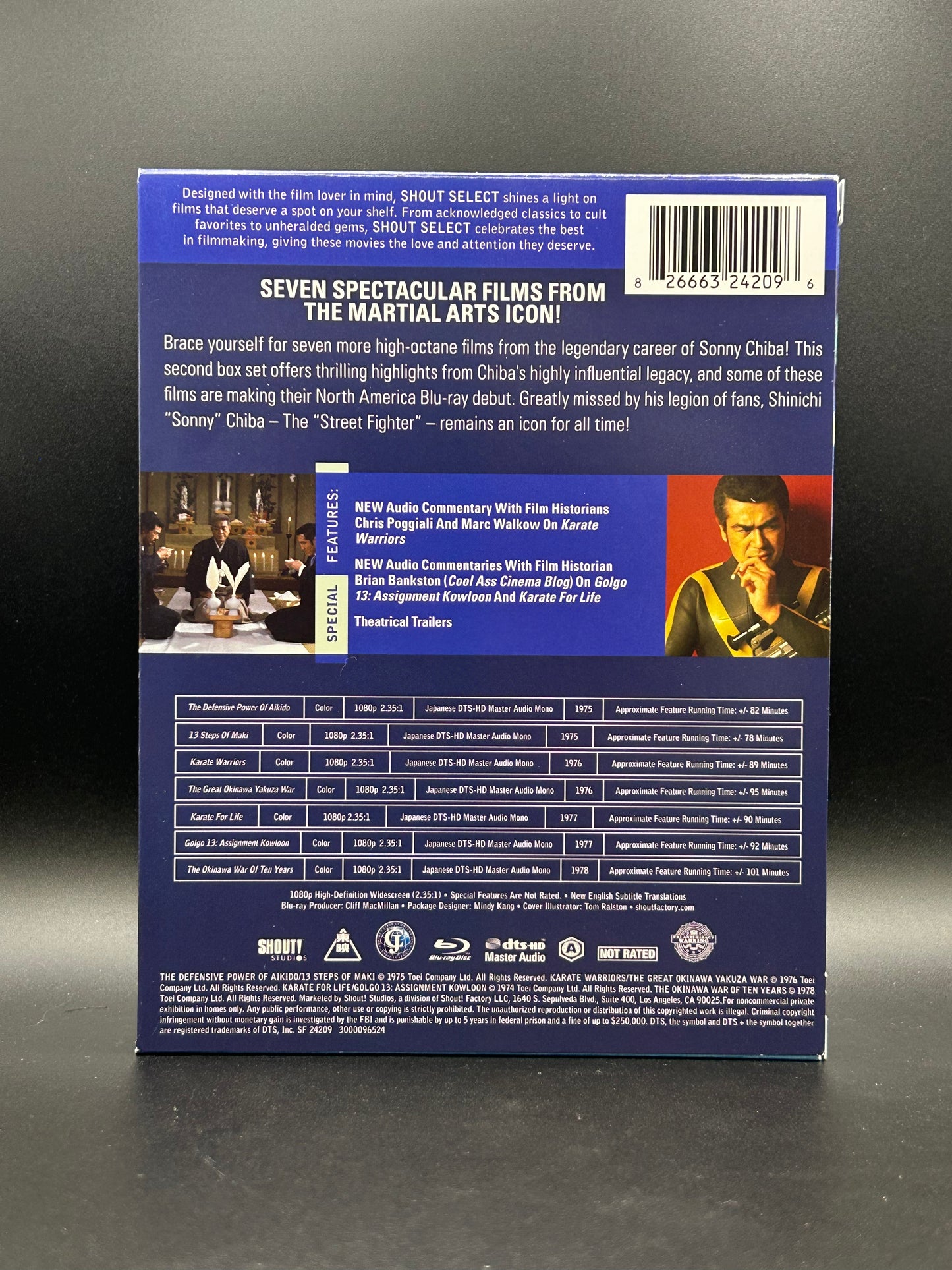 Motion Picture [V/A]- The Sonny Chiba Collection: Volume 2 (The Defensive Power of Aikido / 13 Steps of Maki / Karate Warriors / Great Okinawa Yakuza War / Karate for Life / Golgo 13: Assignment Kowloon / The Okinawa War of Ten Years) [USED Blu-ray]