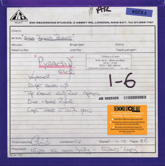 The Alan Parsons Project- Pyramid 'Work In Progress'